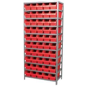   Inch H Powder Coated Steel Shelving Unit with 10 Shelves and 50 Red