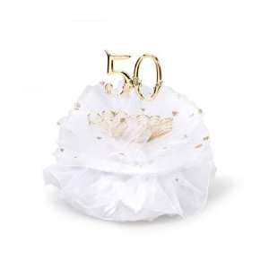  50TH Anniversary POM WHITE GOLD CAKE TOPPER Everything 