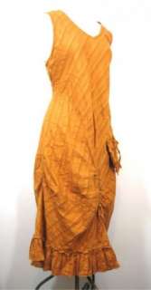 GRIFFLIN PARIS Womens Unique Orange Sleeveles Drawstring Ruched Dress 
