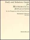 Mathematical Applications for the Management, Life and Social Sciences 