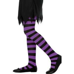   Sheer Fun Childs Striped Tights Purple/Black 2 5 Years Toys & Games