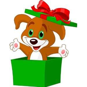  Puppy Jumping Out of Gift Box Counted Cross Stitch Pattern 