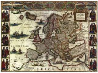 1620 Blaeu Europe Antique Wall Map Reproduction  