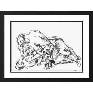   24x19 Framed and Double Matted Sketch for Attila