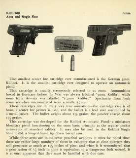   German 3 mm Kolibri Automatic Single Shot Pistol Handgun Firearms Gun