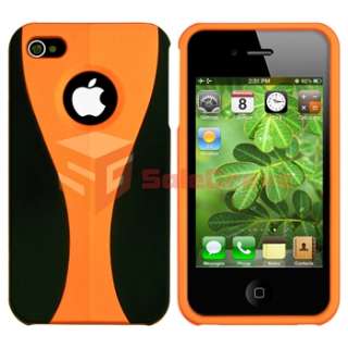 For iPhone 4 G S Verizon AT&T Orange Hard+Smoke TPU Cup Shape Diamond 