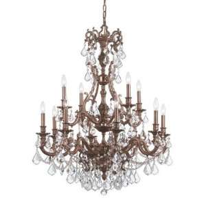 Ornate Aged Brass Chandelier Accented with Swarovski Elements Crystal 