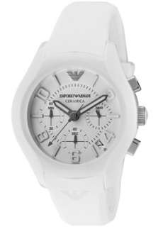 Emporio Armani Watch AR1431 Womens Ceramica Chronograph White Dial 
