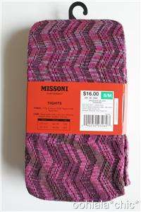 MISSONI FOR TARGET Womens Purple Passione Space dye Zig Zag Tights S 