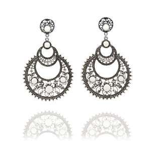  Gigantic Grecian Double Circle Earrings   White Jewelry