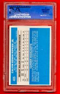 1982 Donruss Card #405, Cal Ripken Jr RC, Baltimore Orioles, Graded 