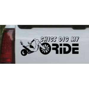 Black 30in X 10.2in    Chics Dig My Ride Funny Car Window Wall Laptop 