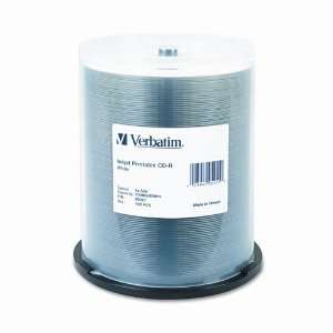  Verbatim® CD R, 52x, 700MB, Inkjet Printable, White, 100 
