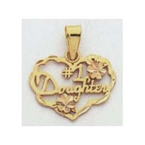  Two tone #1 Daughter Heart Charm   M327 Jewelry