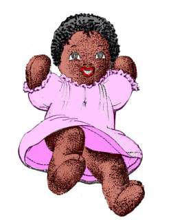 1605 Black American Rag Baby Doll Pattern 1930s  