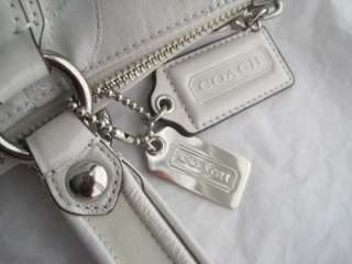   COACH Poppy Signature White & Silver Lurex Glam Tote Bag 16289  