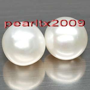AAA13 14mm Natural REAL south sea white pearl earring 14K GOLD  