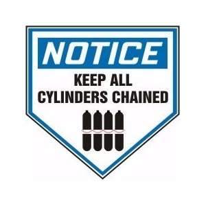 NOTICE KEEP ALL CYLINDERS CHAINED (W/GRAPHIC) Sign   18 Plastic Shape 