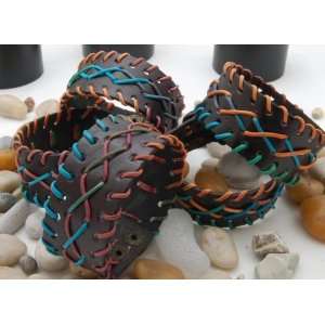  Leather Wristband 75010 in Brown