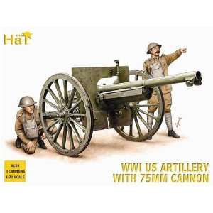  WWI US Artillery Figures (48) & 75mm Cannons (4) 1 72 Hat 