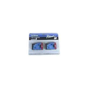 BROTHER TC Tape Cartridges for P Touch Labelers, 1/2w, Red on Clear, 2 