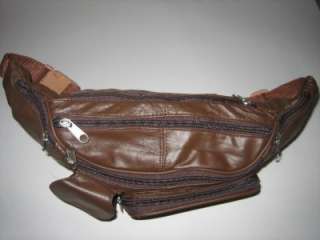 NEW BROWN LEATHER WAIST BELT FANNY PACK POUCH PURSE LG  