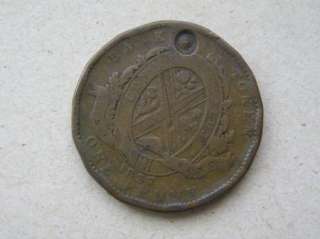 1837 CANADA Bank Token One Penny, QUEBEC BANK  