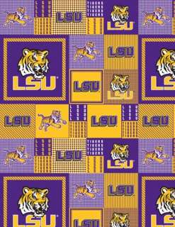 LSU Louisiana State Univ. Tigers Print Fleece Fabric  