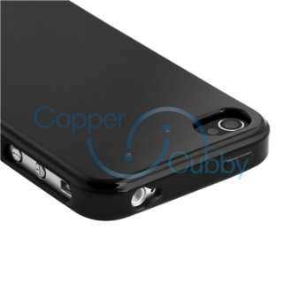 RUBBER TPU Case Cover+PRIVACY FILTER for Apple iPhone 4 s 4s G New 