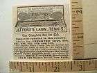 1881 Paper Ad Jefferie Lawn Tennis Complete Set $10 Peck & Snyder 