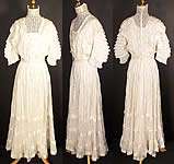 Edwardian White Lace Silk Ribbon Ruffle Wedding Dress  