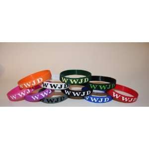   EACH COLOR Silicon Wristband/ Bracelet WWJD (WWJD on front & back