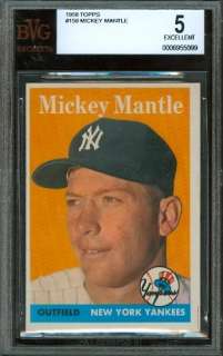 1958 Topps #150   Mickey Mantle   BVG 5    New York Yankees HoF  