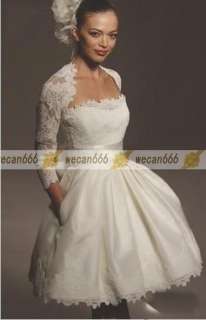 White/Ivory Wedding Dress Bridal Gown Custom New Satin lace Short Free 