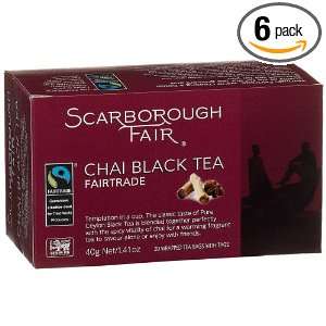 Scarborough Fair Fair Trade Chai Black Tea, Enveloped Tea Bags, 20 