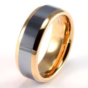 8mm Mens / Womans Tungsten Carbide Wedding Band / Ring with 18KT Gold 