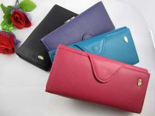 NEW Womens Button PU Leather Bifold Wallet Clutch Purse Long Handbag 