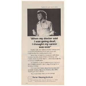  1982 Frankie Valli Better Hearing Institute Photo Print Ad 