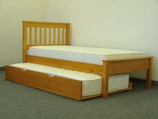 SOLID WOOD TWIN BED + TWIN TRUNDLE MISSION HONEY beds  