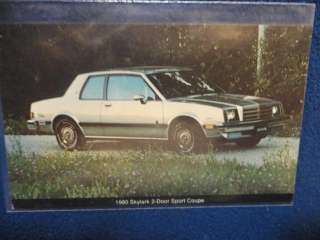 1980 Buick Skylark 2 Door Sport Coupe. Factory promo postcard. Unused 