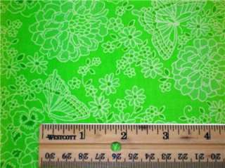 New Butterflies Flowers Fabric BTY Green Yellow  