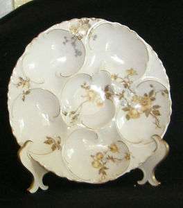 Haviland Limoges OYSTER PLATE Yellow and blue Flowers  