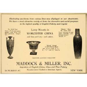 1920 Ad Maddock Miller Worcester China Pottery Berthy   Original Print 