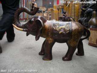 Huge Bronze Royal Wealth Dragon phenix Elephant Statue  