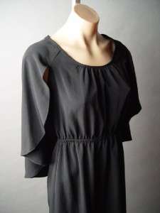 BLACK Victorian Shawl Style Cape Sleeve Back Modern Romantic Evening 