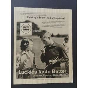 Lucky Strike cigarettes, print advertisement 1956 Colliers(man/woman 