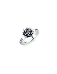 Ed Hardy Authentic Purple Lotus Stackable Ring in Sterling Silver Made 