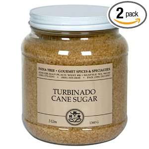 India Tree Turbinado Sugar, 3 Pound Jars (Pack of 2)  