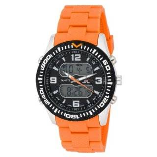   Assn. Mens US9039 Analog Digital Black Dial Orange Rubber Strap Watch