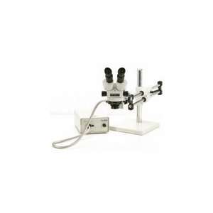   Safe Stereo Zoom Microscope with Boom Stand and Fiber Optic Ring Light
